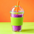 Neon Lime Smoothie Cup with Dome Lid & Straw