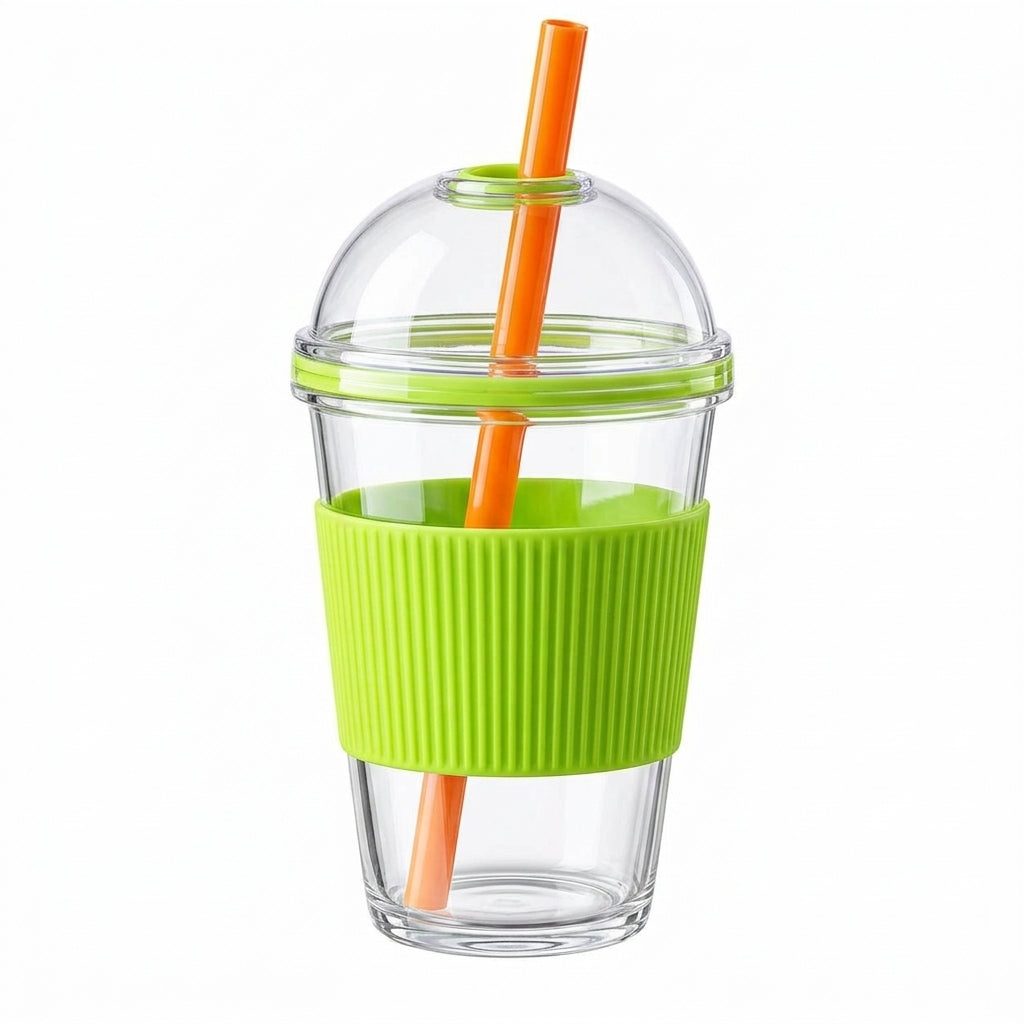 Neon Lime Smoothie Cup with Dome Lid & Straw