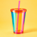 Neon Iridescent Acrylic Cold Cup with Lid & Straw